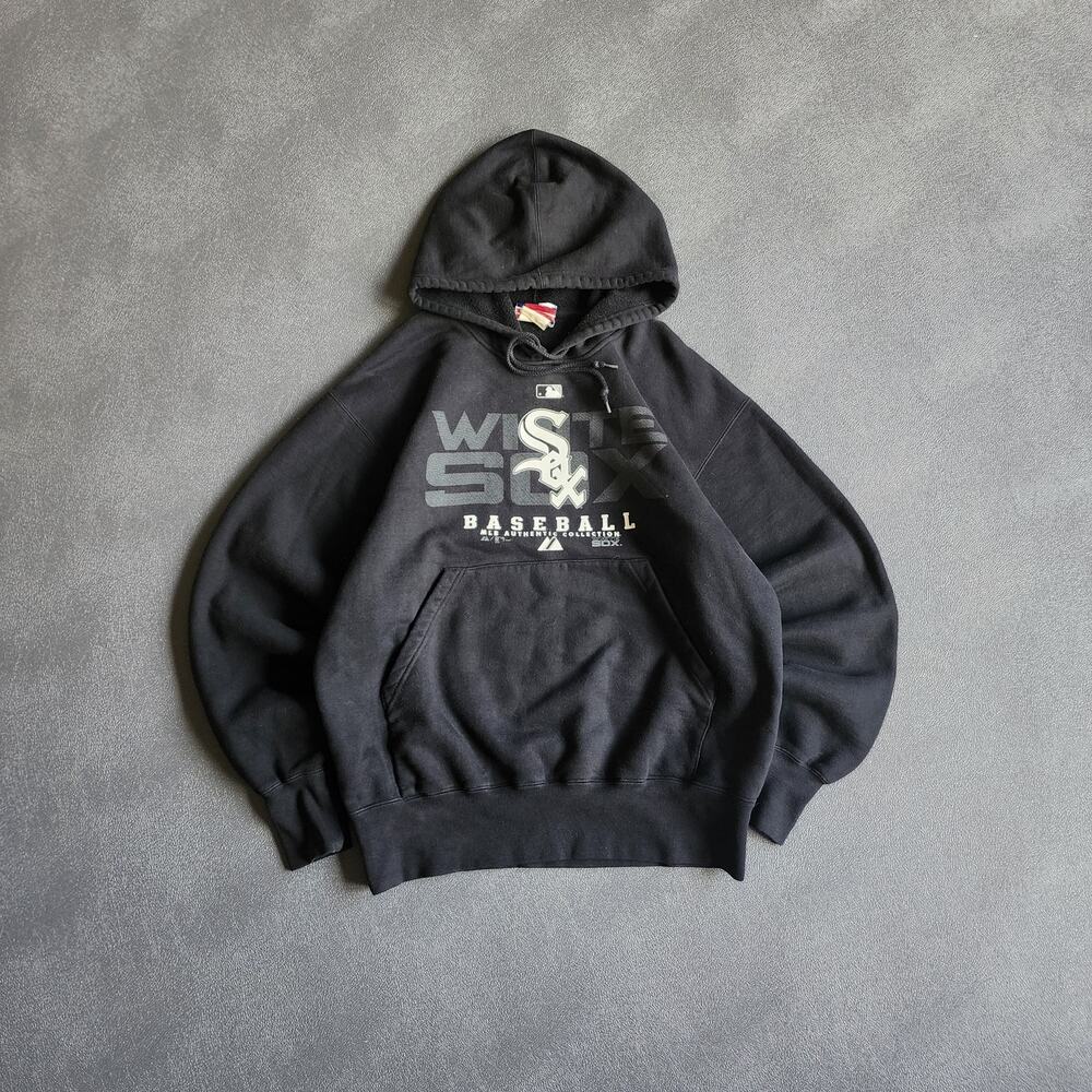 Vintage Y2K Chicago White Sox Black Pullover Hoodie Large